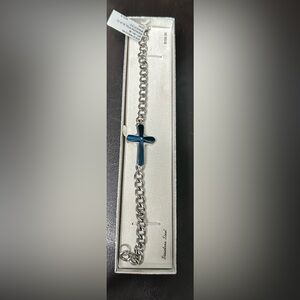Kohl's Silver Chain Bracelet with Blue Cross